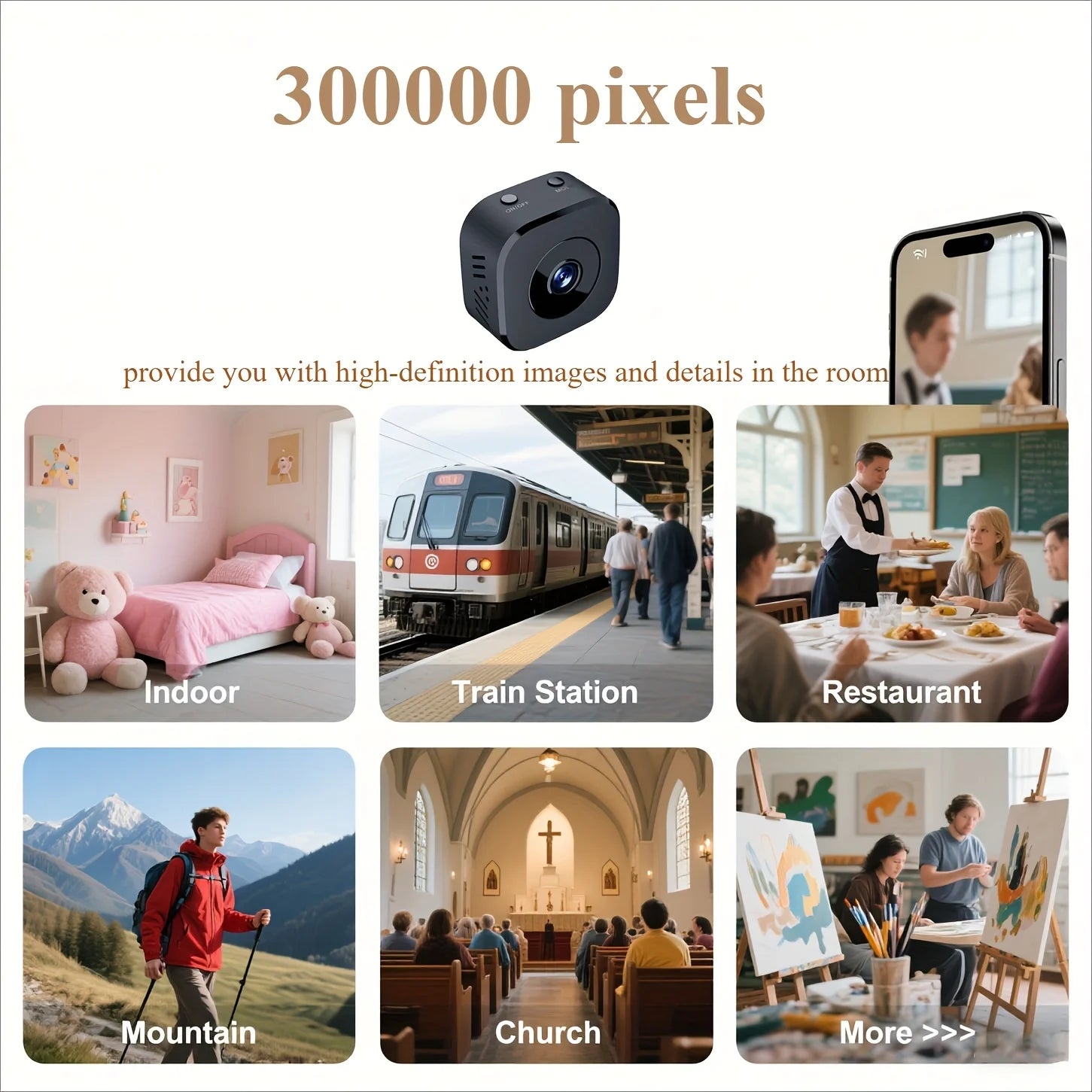 Caméra de sécurité 4K Mini Vision nocturne polychrome, moniteur WiFi haute définition, étanche, détection de mouvement, Surveillance pour maison intelligente