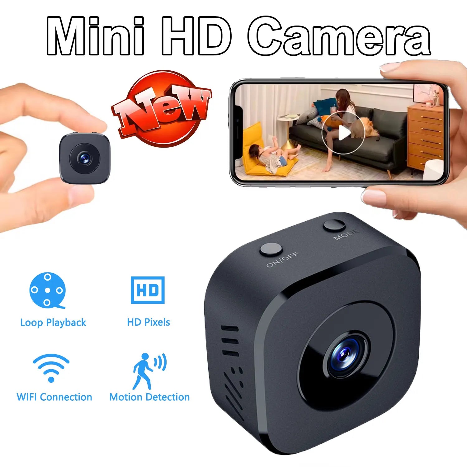 Caméra de sécurité 4K Mini Vision nocturne polychrome, moniteur WiFi haute définition, étanche, détection de mouvement, Surveillance pour maison intelligente